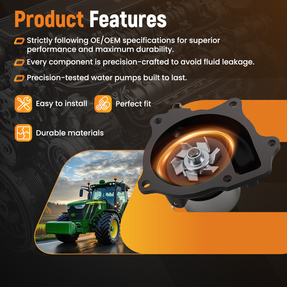 Coolant Pump Assembly compatible for John Deere 332 332D 333D RE545573 Heavy Duty Cast Iron