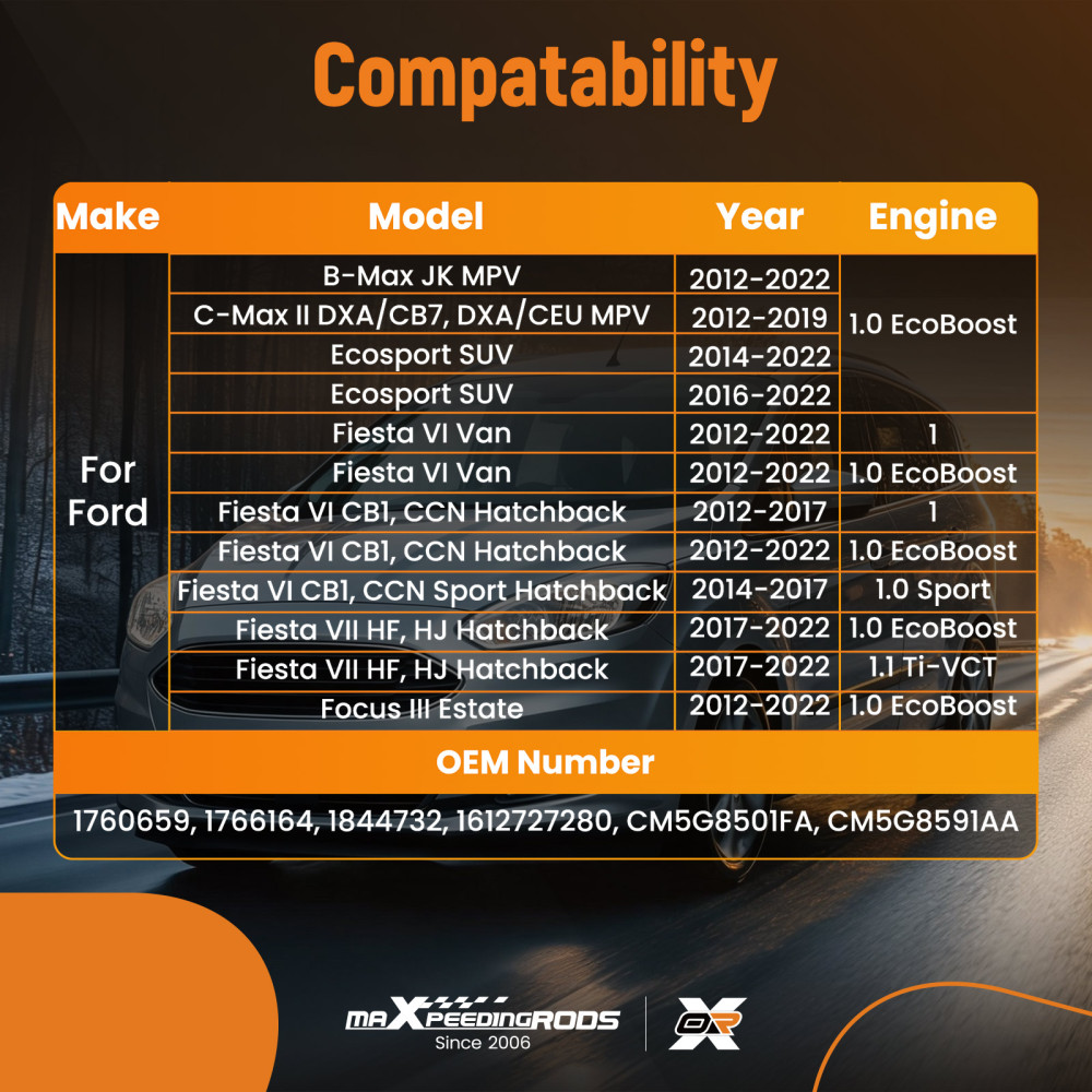 Cooling Water Pump compatible for Ford Focus Mondeo EcoBoost 1.0L 2012-2022 1844732 74mm