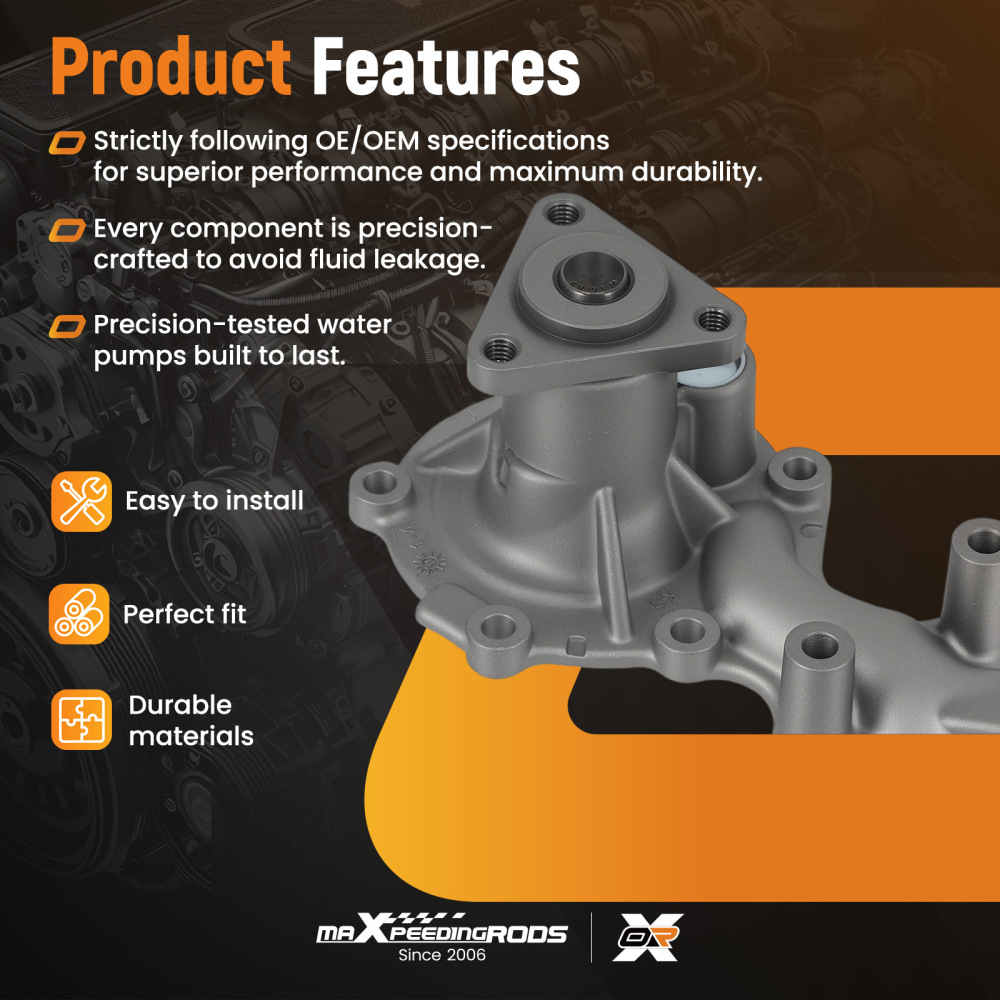 Cooling Water Pump compatible for Ford Focus Mondeo EcoBoost 1.0L 2012-2022 1844732 74mm