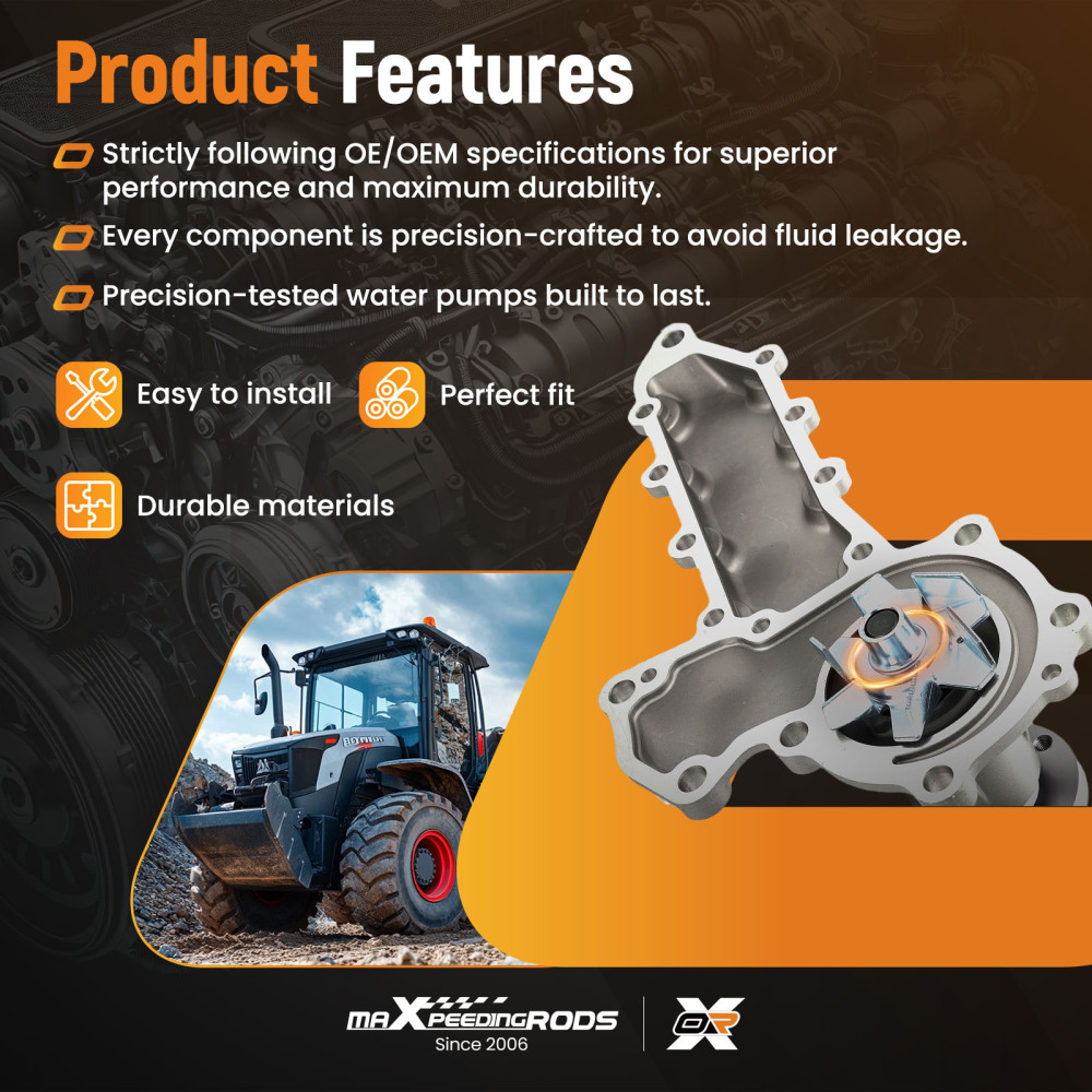 Bomba de Agua compatible para Bobcat 1600 Cargadora Articulada 6653941 Por Correa