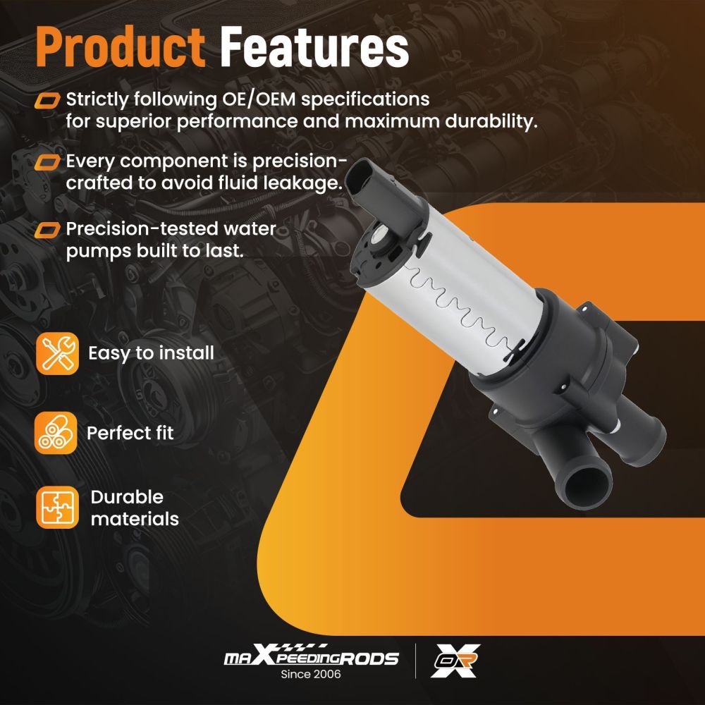 Auxiliary Engine Water Pump compatible for Audi A3/A6/Q7/R8/TT compatible for VW Golf/Jetta 06-12 1101228