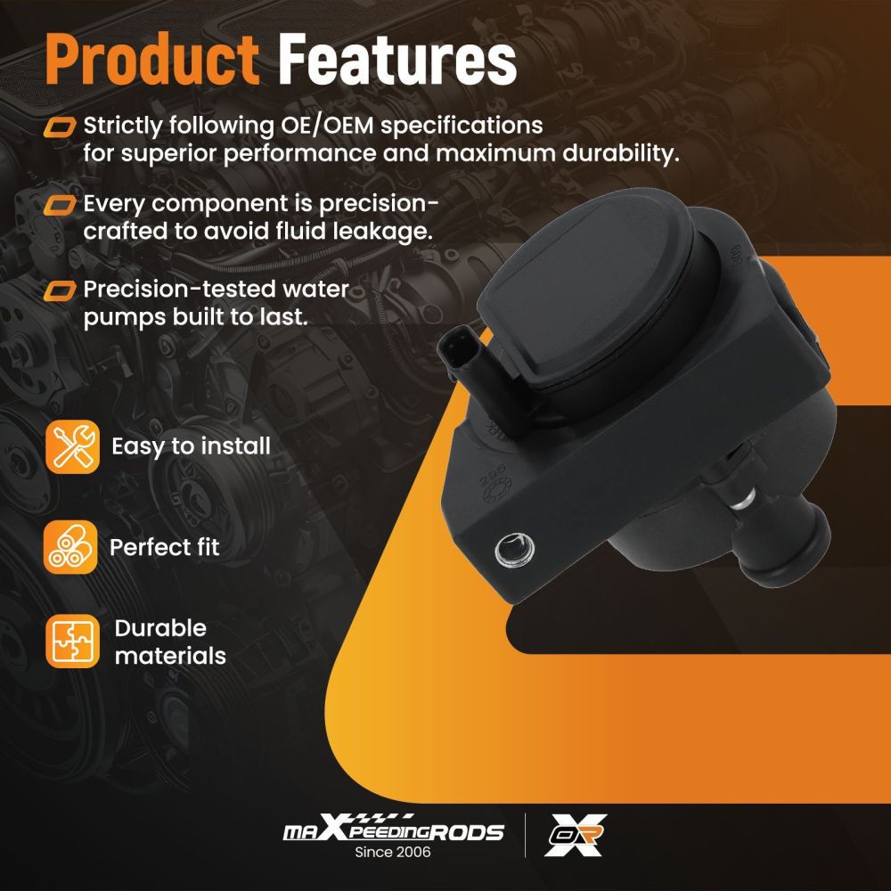 Electric Water Pump Auxiliary 3-Pin compatible for Audi A1/Q2/Compatible for VW Golf/Caddy 2013-2018