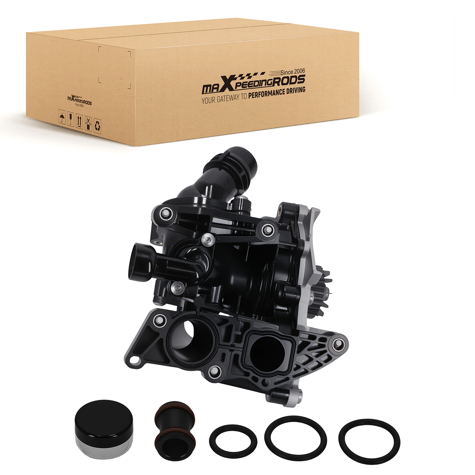 Water Pump Thermostat Housing compatible for Audi A3 S3 A4 A5 A6 A7 Q5 Q7 2013-2018 compatible for VW