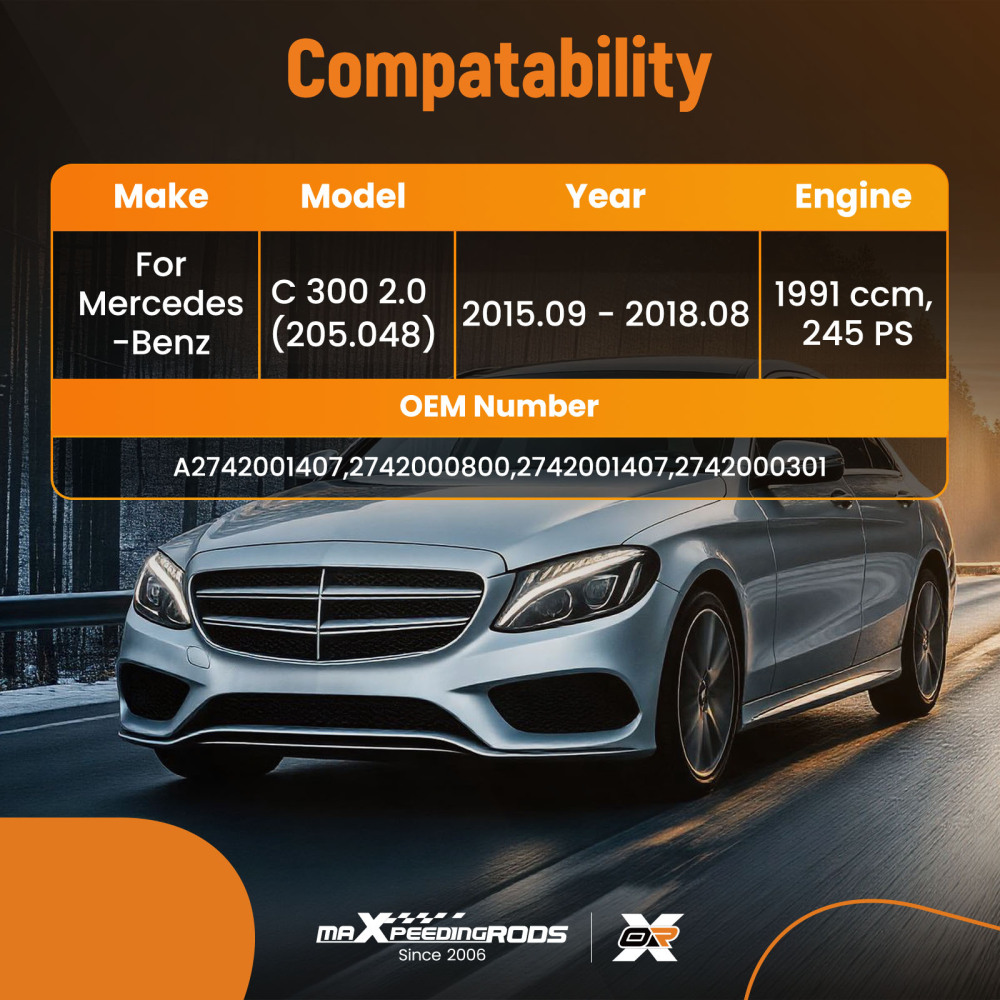 Water Pump compatible for Mercedes-Benz C300 2015-2018 A2742001407 2742000301 2742000800