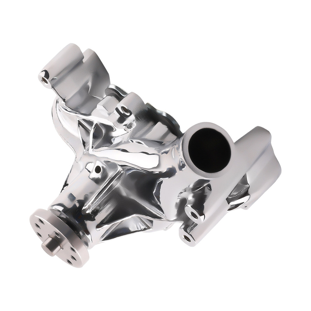 Chrome Long Water Pump High Volume Flow For Small Block compatible for Chevy 283 305 350 400