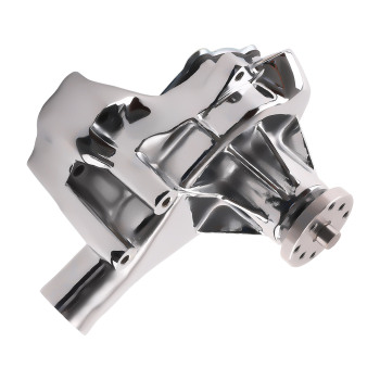 Chrome Long Water Pump High Volume Flow For Small Block compatible for Chevy 283 305 350 400