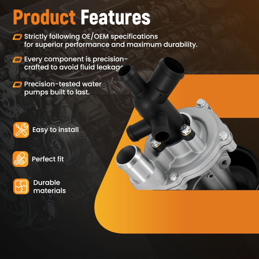 COOLANT PUMP compatible for FORD TRANSIT 2.4 TDCI MK6 MK7 2000-2014 WITH CONNECTOR