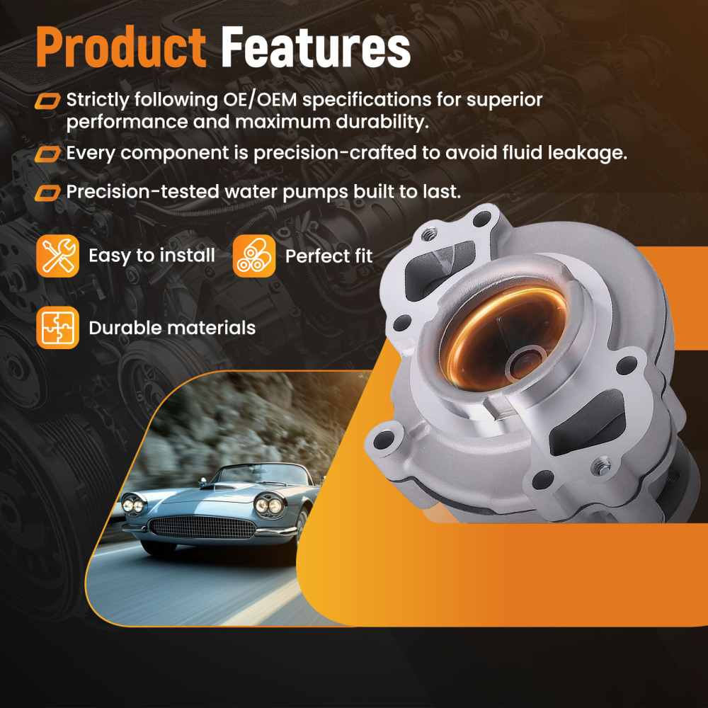 Engine Water Pump compatible for Ford Thunderbird/Compatible for Lincoln LS 3.9L 2000-2006 AW4124