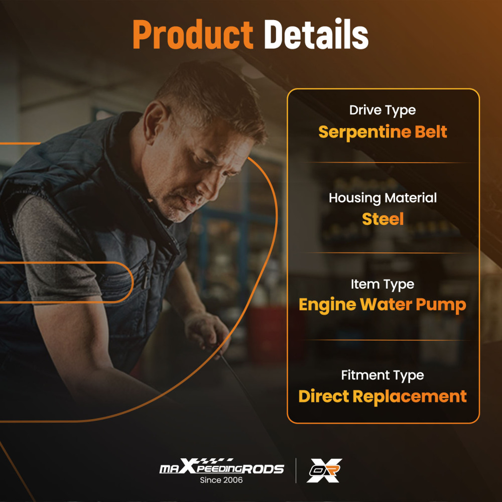 Coolant Pump compatible for Cadillac DeVille 4.6L V8 1995-2005 12553337 12555574