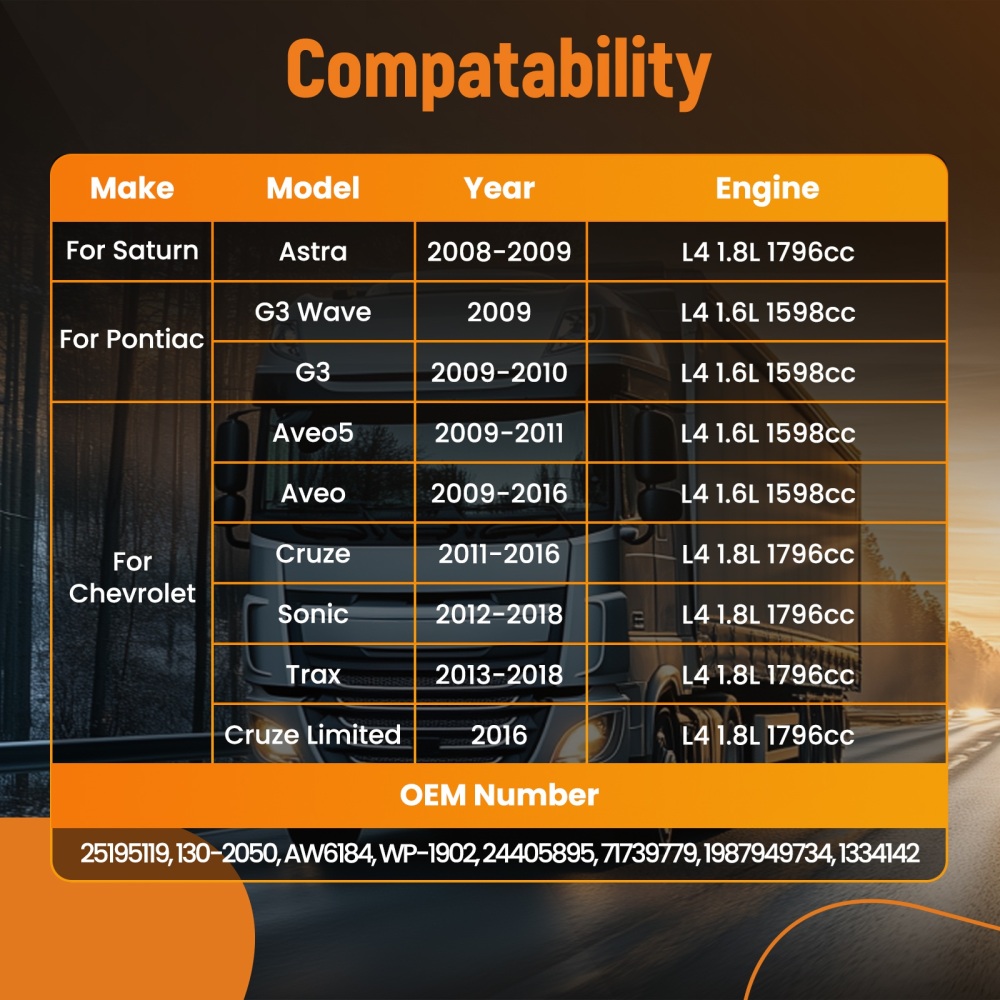 Pompa Acqua compatibile per Chevrolet Aveo/Cruze 1.6L-1.8L 2009-2016 71739779 A cinghia