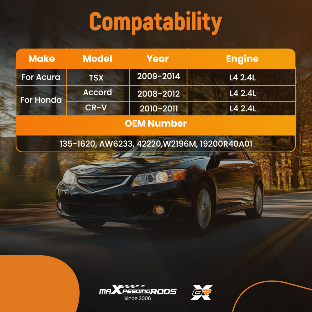 Cooling Water Pump compatible for Honda TSX CR-V 2.4L 2008-2014 19200R40A01 Aluminum Build