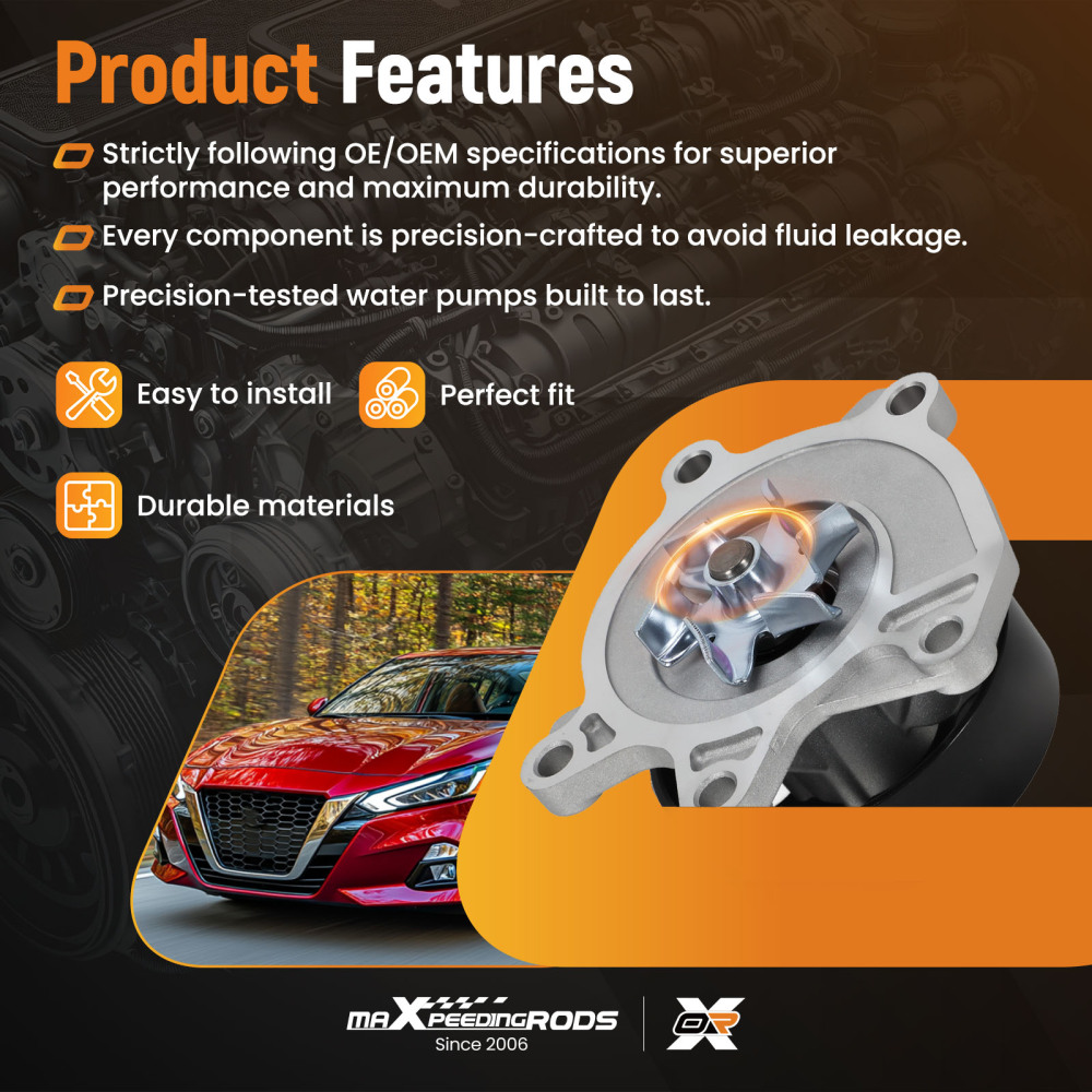 Engine Coolant Water Pump compatible for Nissan Altima 2.5L 2019-2020 AW6749 Direct Replace