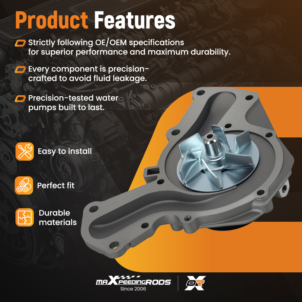 Coolant Pump compatible for Dodge Stealth R/T 3.0L 1991-1996 MD972005 1481500 MD997643