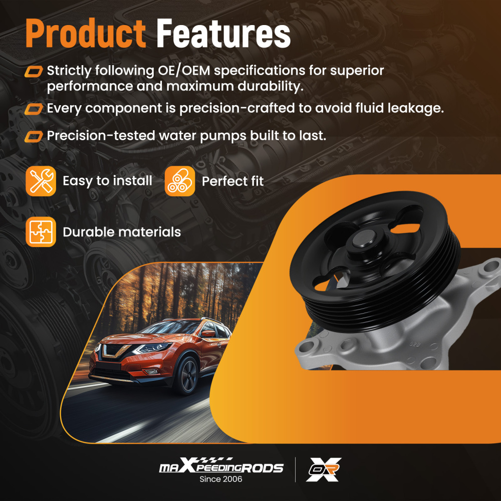 Water Pump compatible for Nissan Altima 2.5L 2013-2018 19195132 W2625M Advanced Cooling Kit