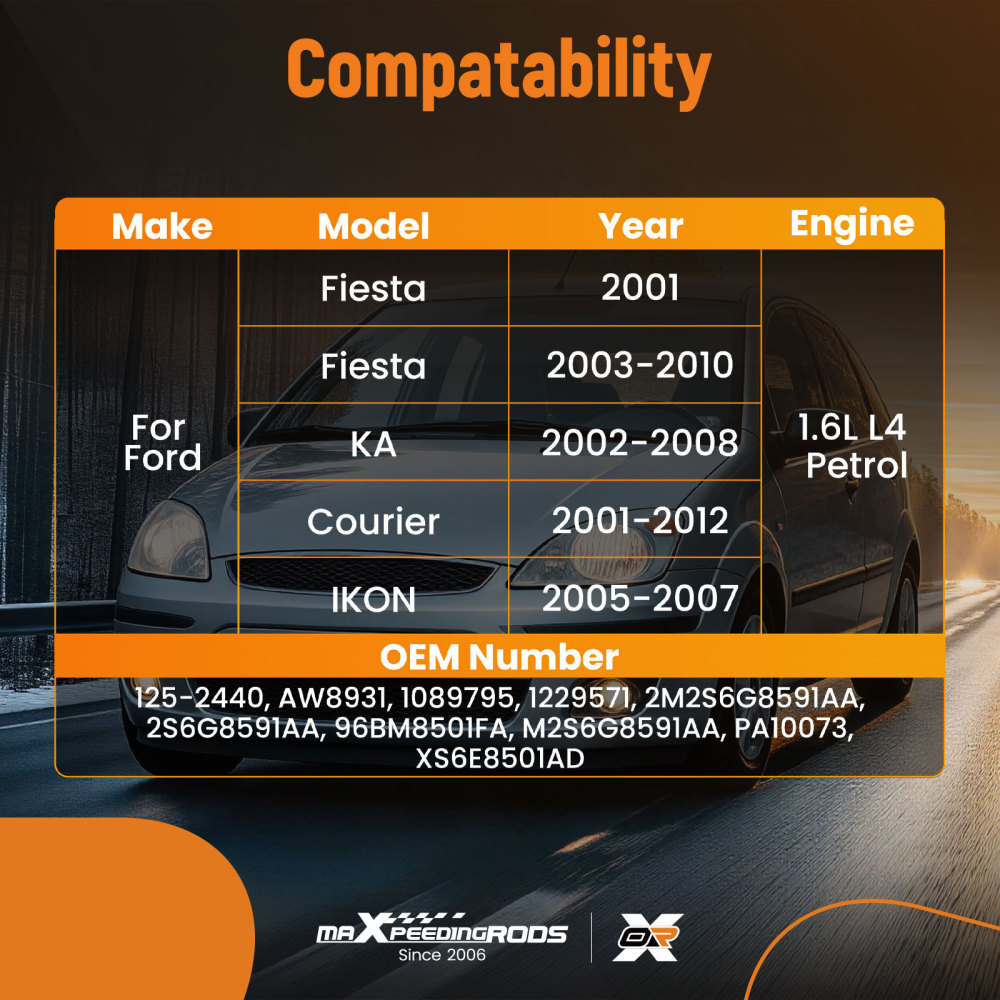 Coolant Water Pump compatible for Ford Fiesta V/Street KA 1.6L 03-05 96BM8501FA Aluminum