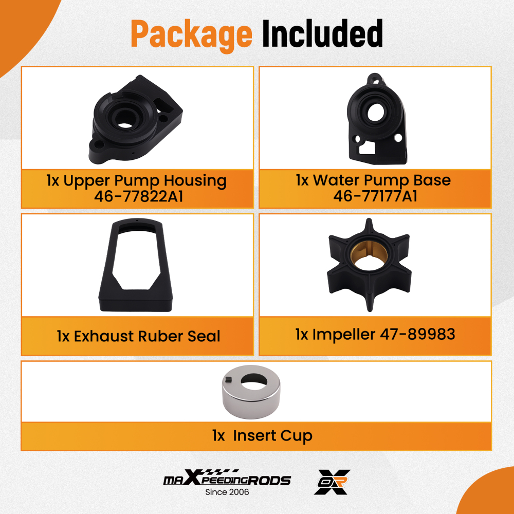 Impeller Kit compatible for Mercury 35HP 2 Cyl 6445653Up 1984-1989 46-77177A3