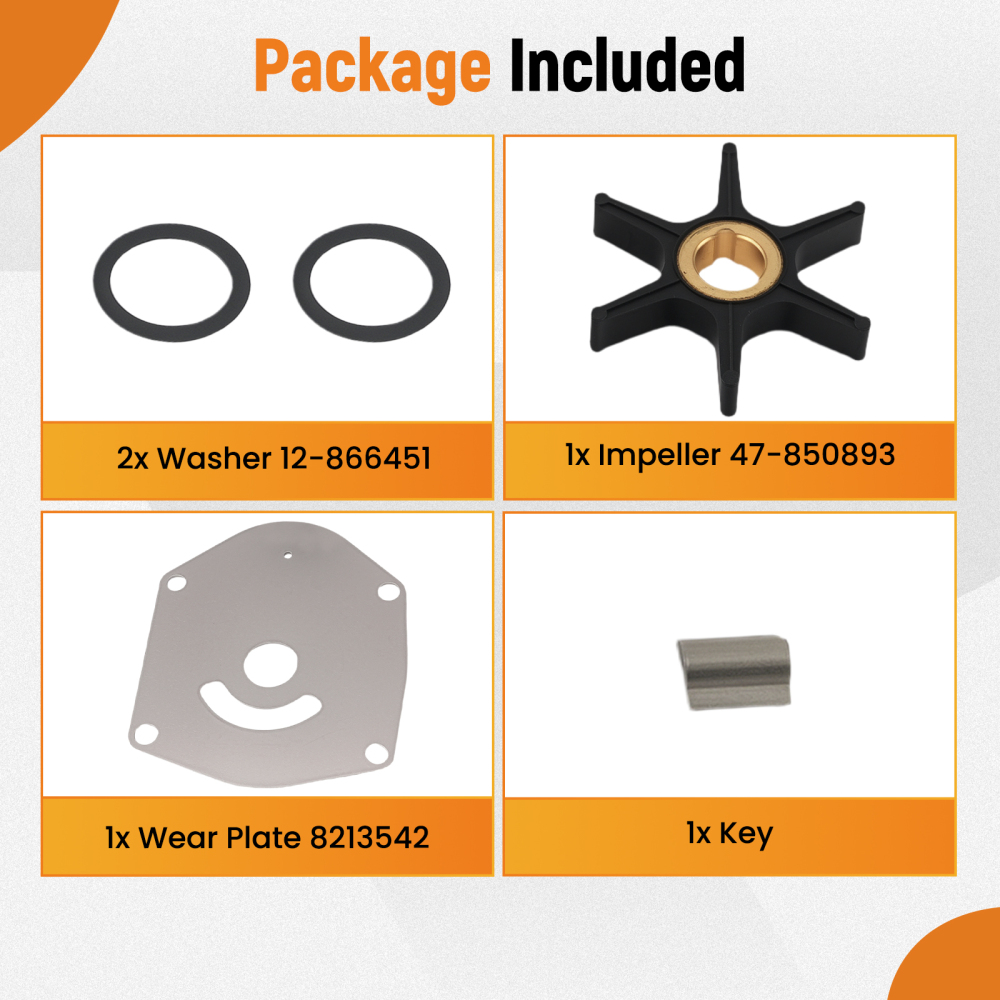 Kit Pompe à Eau compatible pour Mariner 25-50 CV 1998+ 47-821354A1 821354A1 18-4531