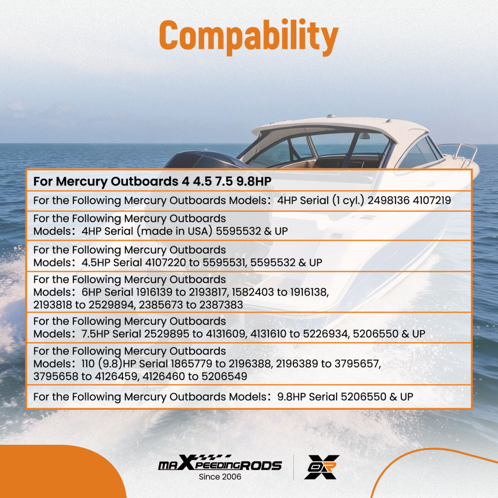 Impeller Kit compatible for Mercury 4 4.5 7.5 9.8HP Outboard 47-89981T1 89981Q1