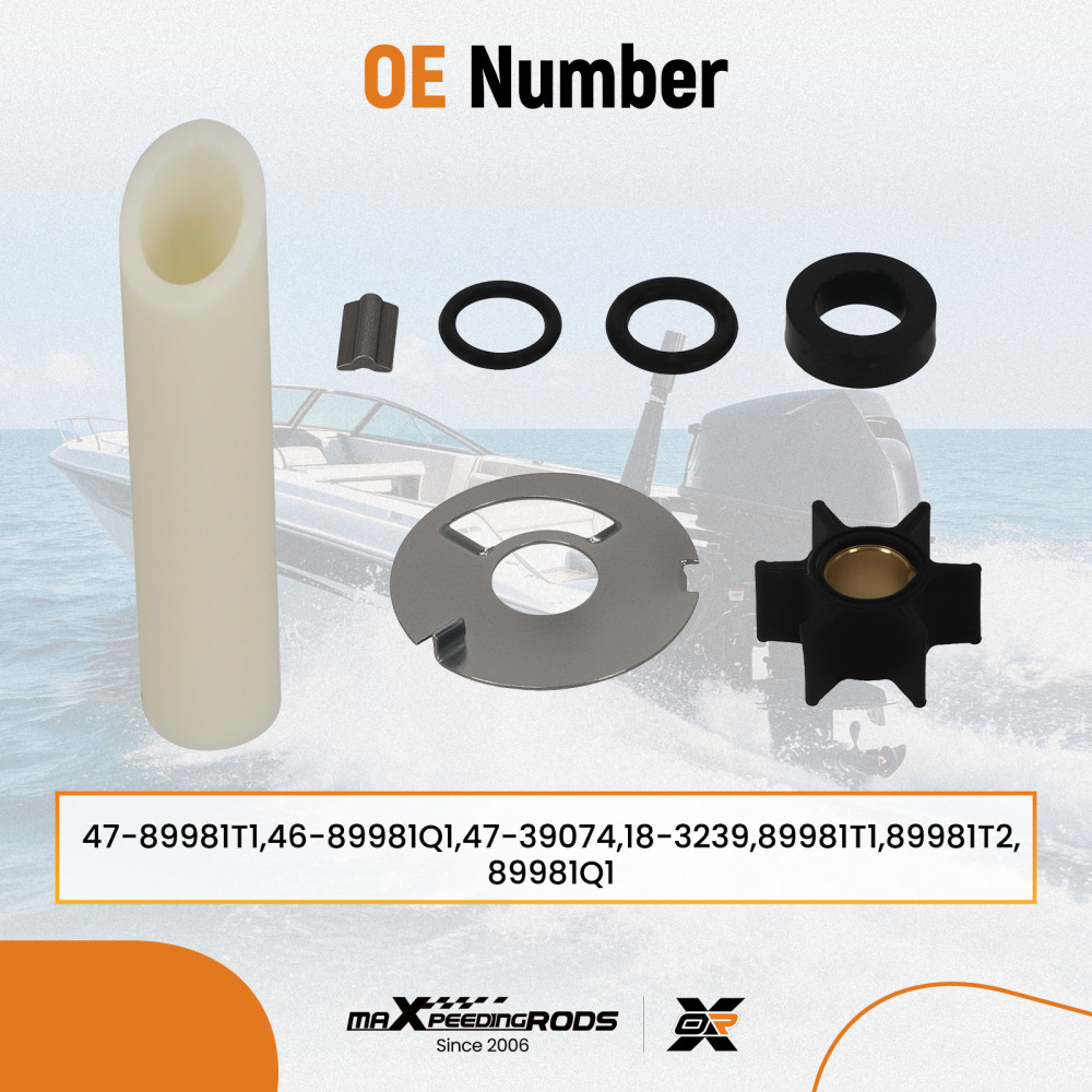Impeller Kit compatible for Mercury 4 4.5 7.5 9.8HP Outboard 47-89981T1 89981Q1