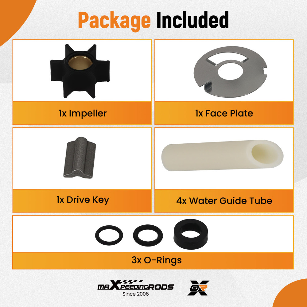 Impeller Kit compatible for Mercury 4 4.5 7.5 9.8HP Outboard 47-89981T1 89981Q1