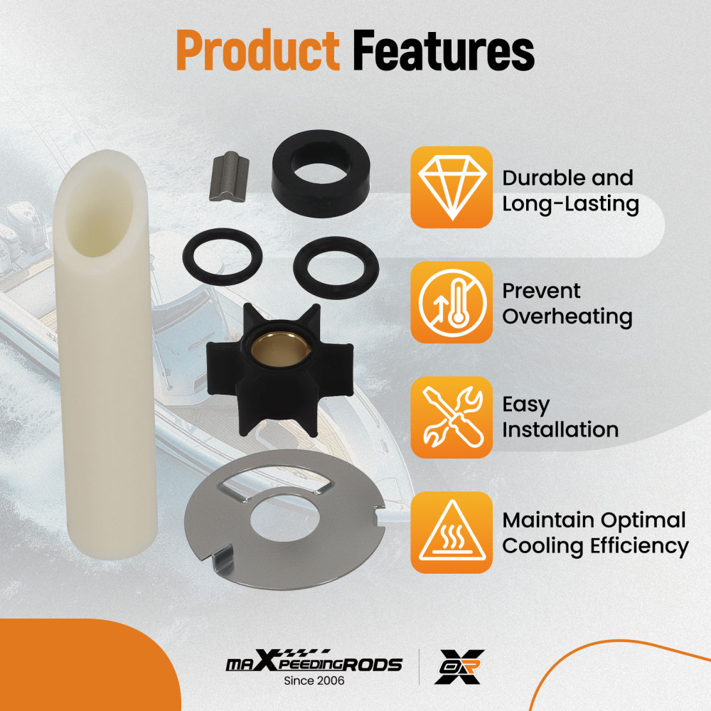 Impeller Kit compatible for Mercury 4 4.5 7.5 9.8HP Outboard 47-89981T1 89981Q1