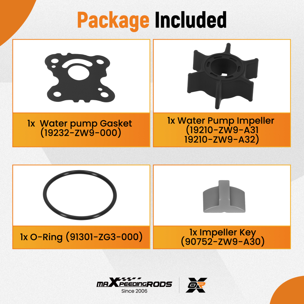 Impeller Gasket Kit compatible for Honda BF8D BF9.9D BF15D BF20D 19232-ZW9-000 Outboard