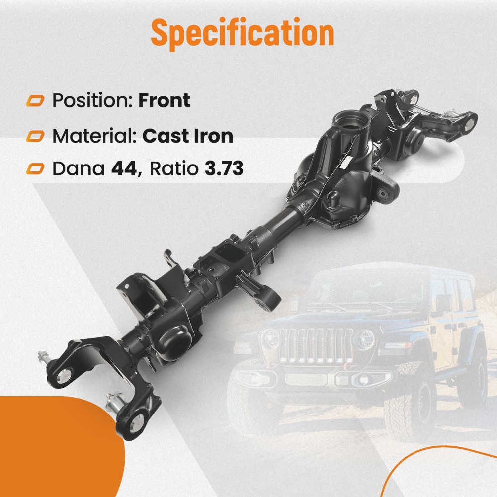 Front Axle Housing compatible for Jeep Wrangler JL Rubicon 4WD Dana 44 M210 Axle Ratio 3.73