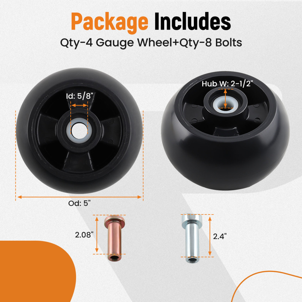 4 Pack AM125172 Plastic Deck Gauge Wheel Kit For 200 Series 240 245 260 265 285