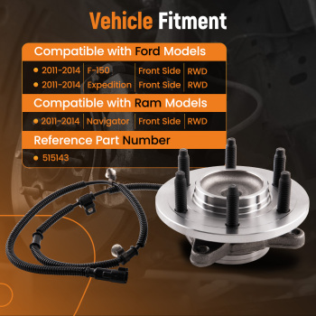 Front LH / RH Wheel Hub Bearing Assembly compatible for Ford F-150 515143 2011-2014