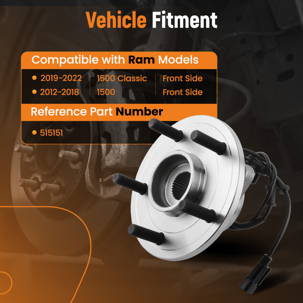 Front Wheel HubBearing Assembly compatible for Dodge Ram 1500 3.0L 3.6L 2012-2018 515151