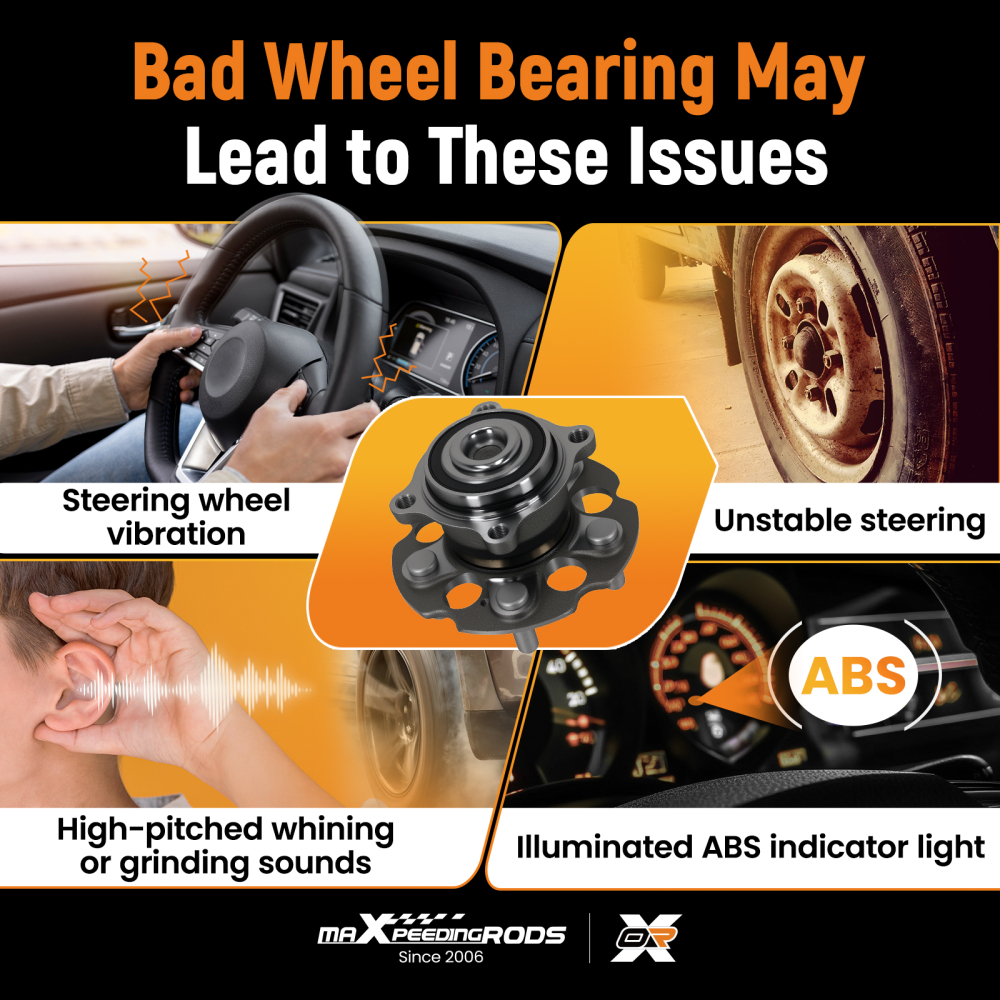 Rear LH RH Wheel Bearing Kit compatible for Honda Odyssey 2005-2016 B735-0355 4-Bolt Square