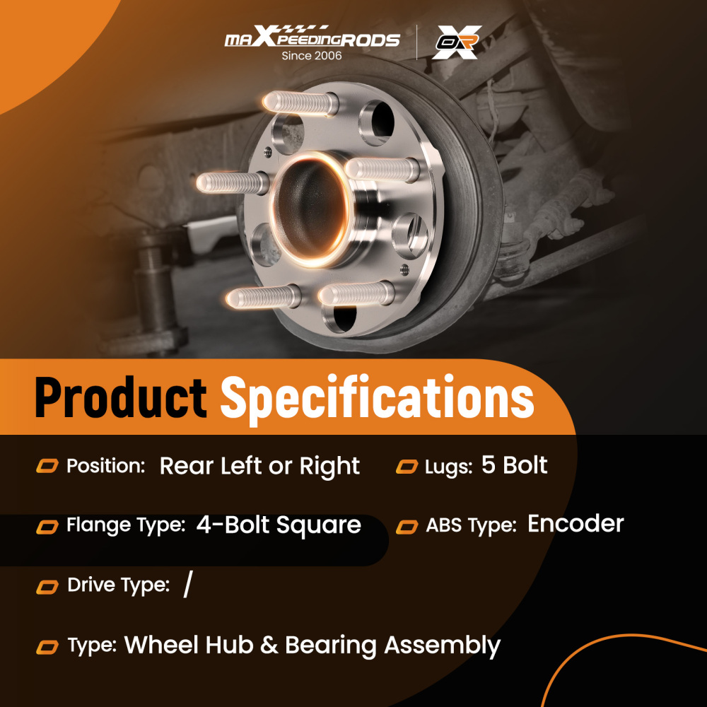 5-Bolt Wheel Hub Kit Rear compatible for Honda Accord compatible for Acura TLX 2013-20 512544 with ABS