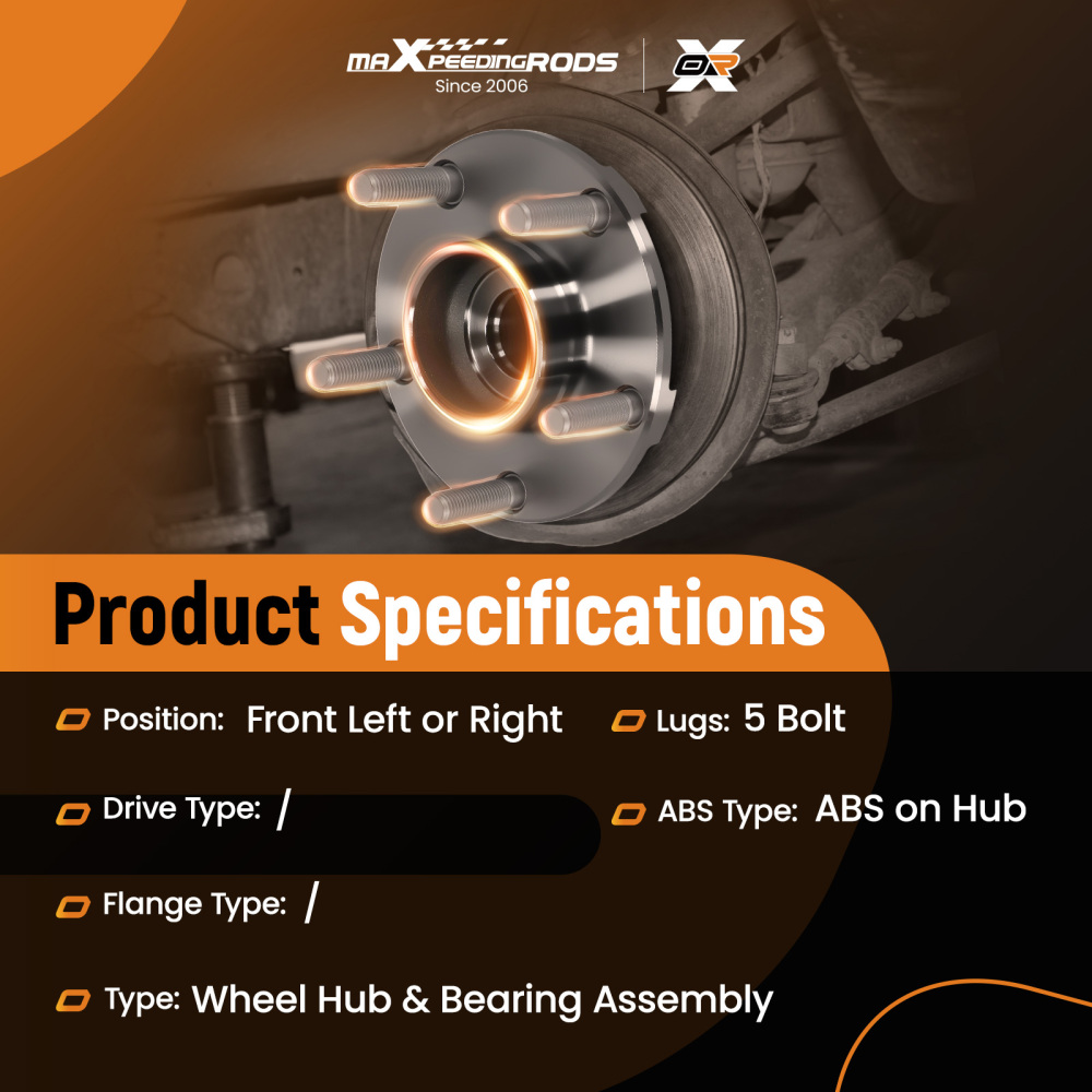 5-Lug Front Wheel Hub Assembly compatible for Infiniti G25 G35 G37 RWD 2007-2013 513334