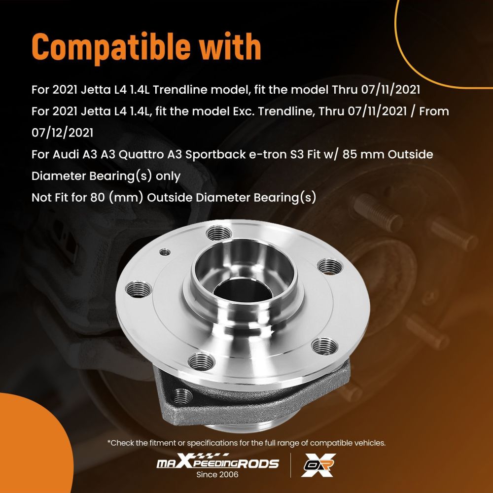 Wheel hub wheel bearing kit front for Audi Seat Skoda VW 2003-2022 8V0498625 VKBA6556