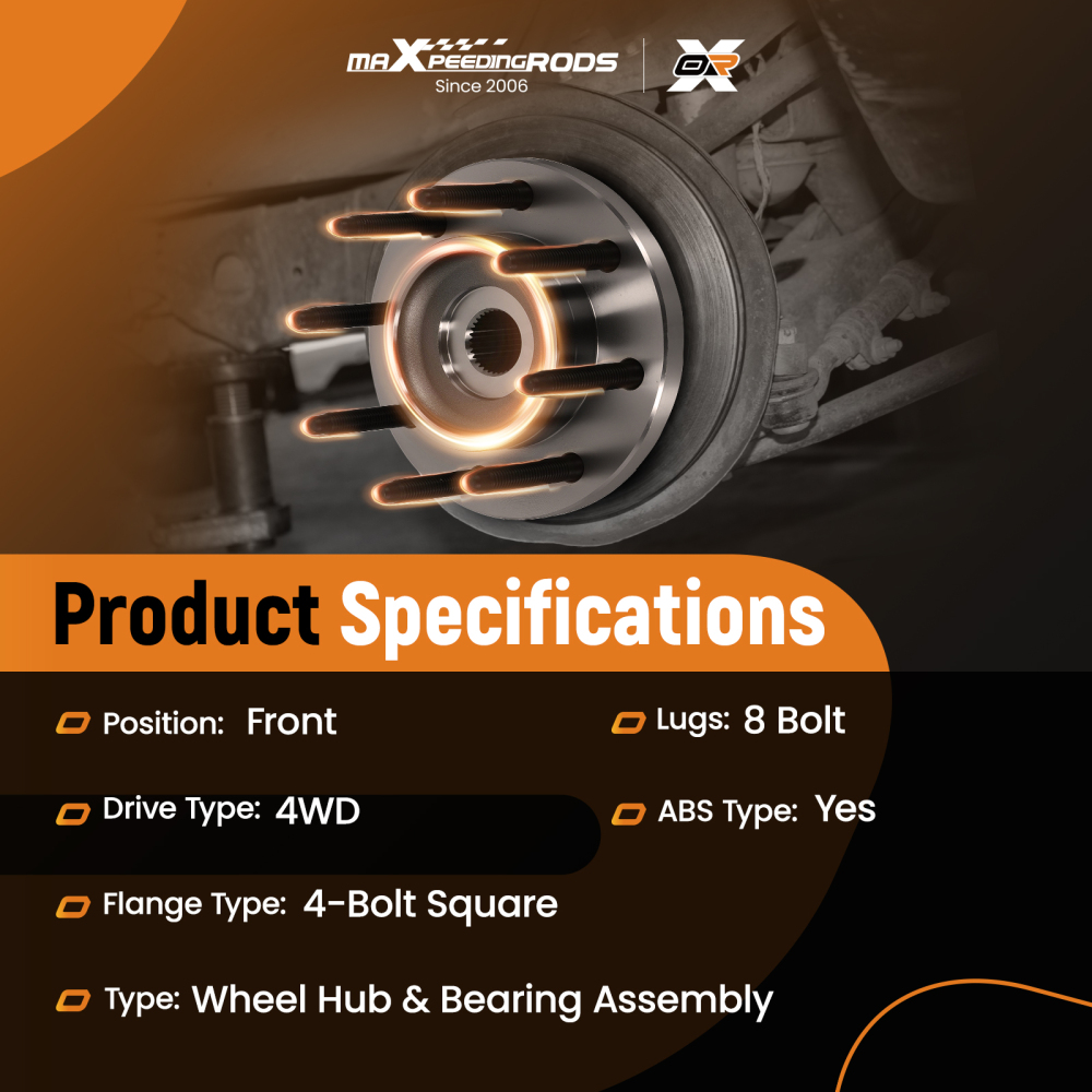 4WD Front Hub 515061 compatible for Dodge Ram 2500/3500 03-05 8-Bolt ABS Bearing Complete