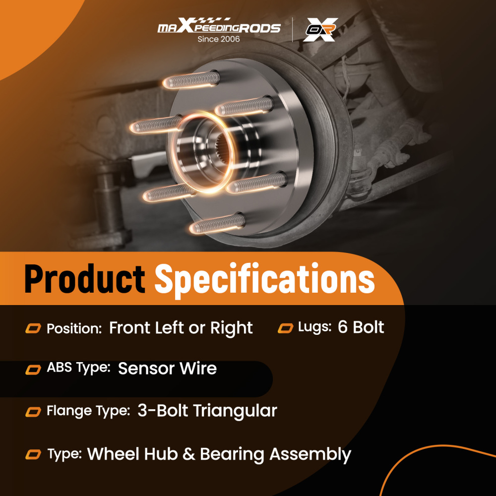 Front Wheel Bearing and Hub 6 Bolt compatible for Nissan Pathfinder / Armada 04-07 BR930637