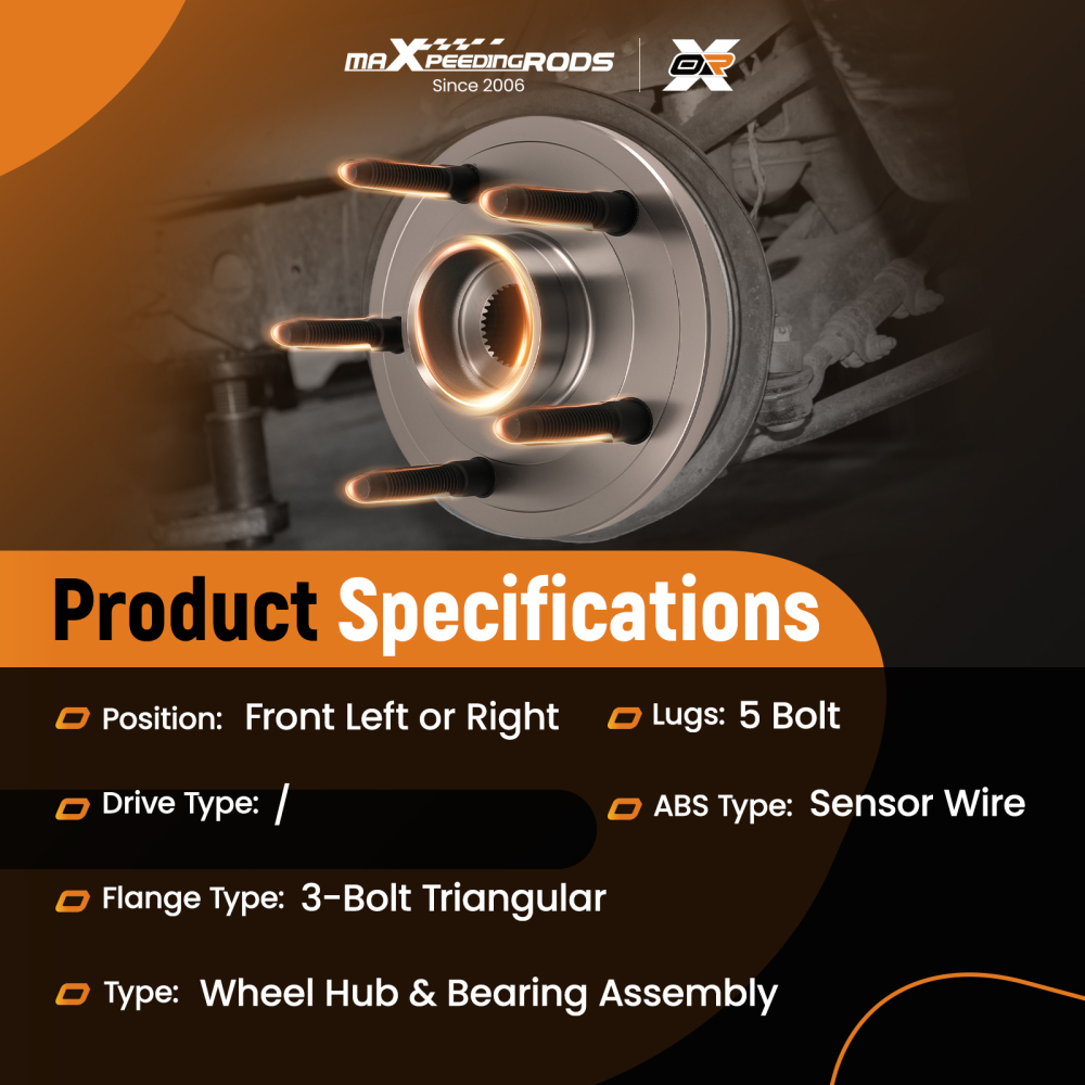 Front Bearing Hub Assembly compatible for Dodge Ram 1500 09-11 715126 5 Lugs Sensor Wire