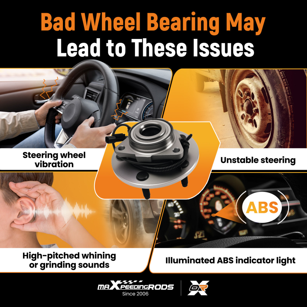 Front Bearing Hub Assembly compatible for Dodge Ram 1500 09-11 715126 5 Lugs Sensor Wire