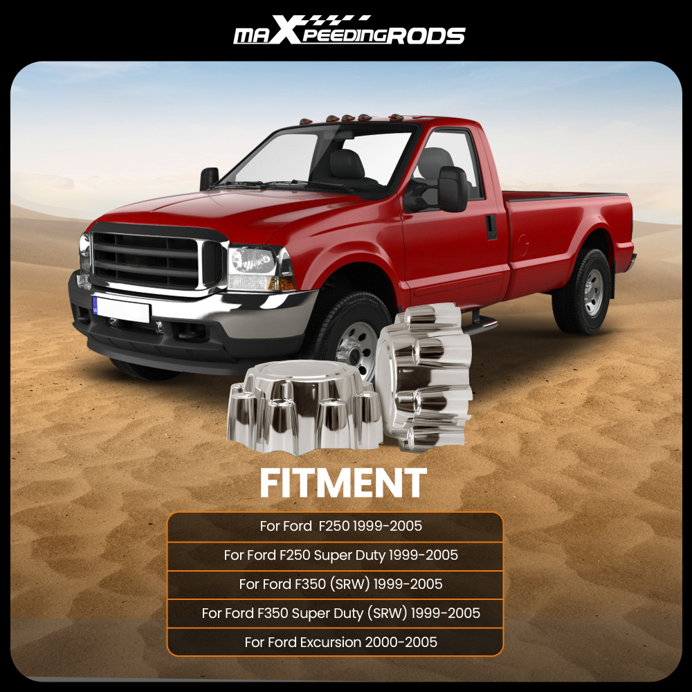 Compatible for Ford F250 F350 Excursion 1999-2005 Set of 4 Chrome 8 Lug Wheel Center Hub Caps 