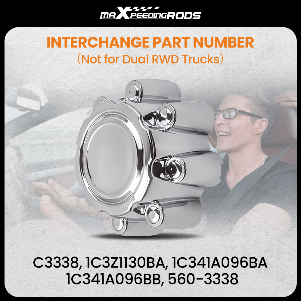 Compatible for Ford F250 F350 Excursion 1999-2005 Set of 4 Chrome 8 Lug Wheel Center Hub Caps 