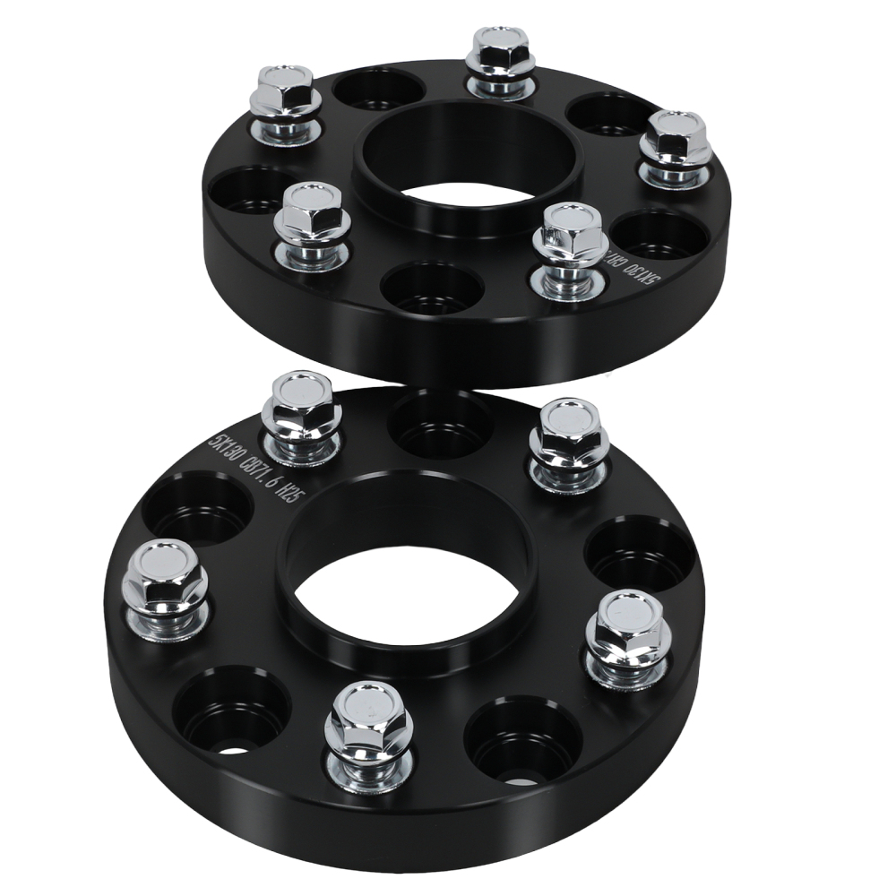 25mm Black Aluminium Spacers compatible for VW Touareg Mk2 2010-18 5x130 71.6mm Hub