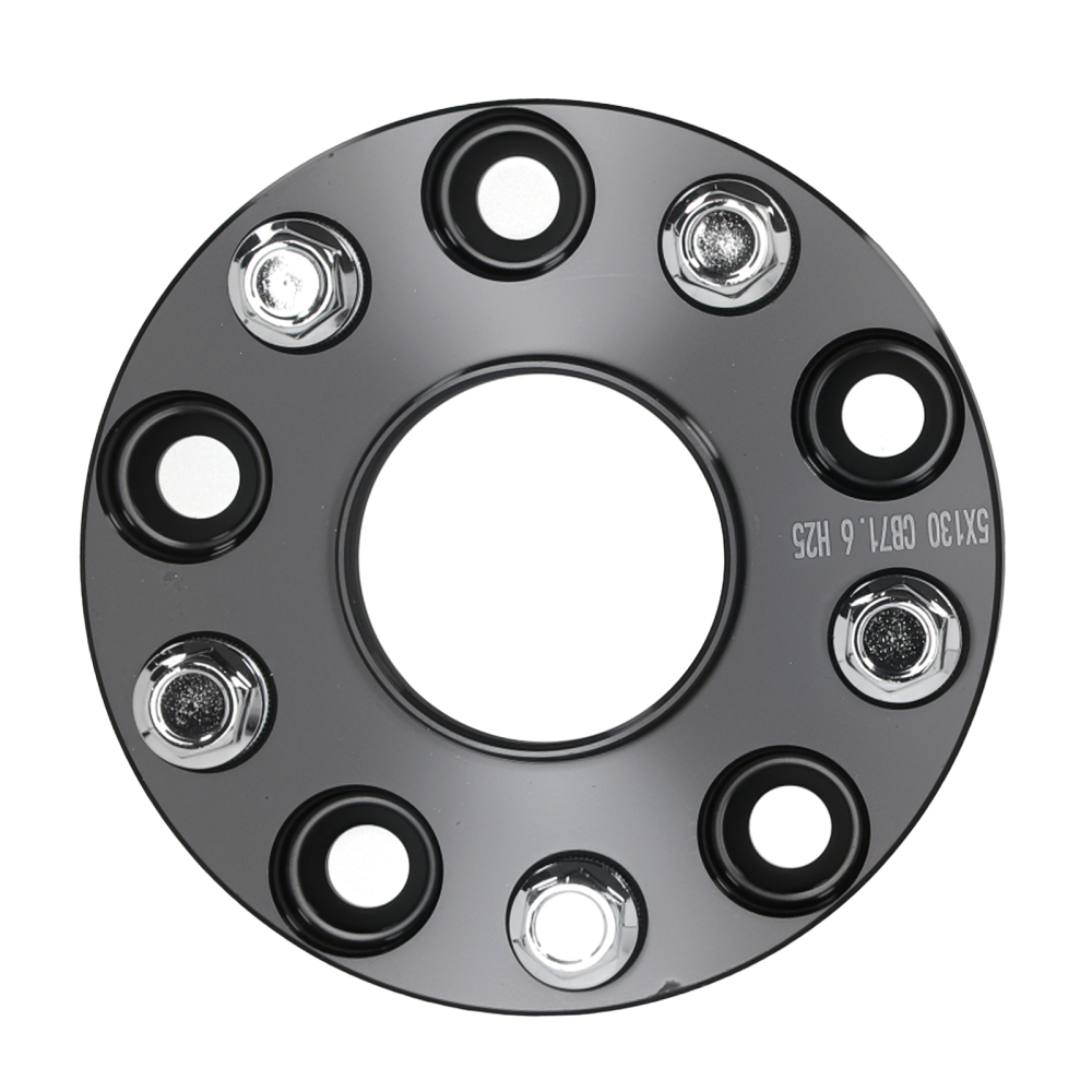 25mm Black Aluminium Spacers compatible for VW Touareg Mk2 2010-18 5x130 71.6mm Hub