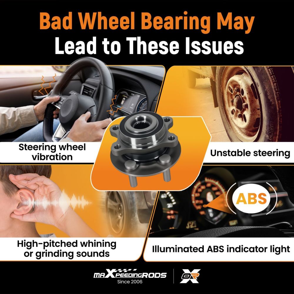 Front Left Right Wheel Hub Bearing compatible for Ford Edge 2015 - 2021 513394 ABS