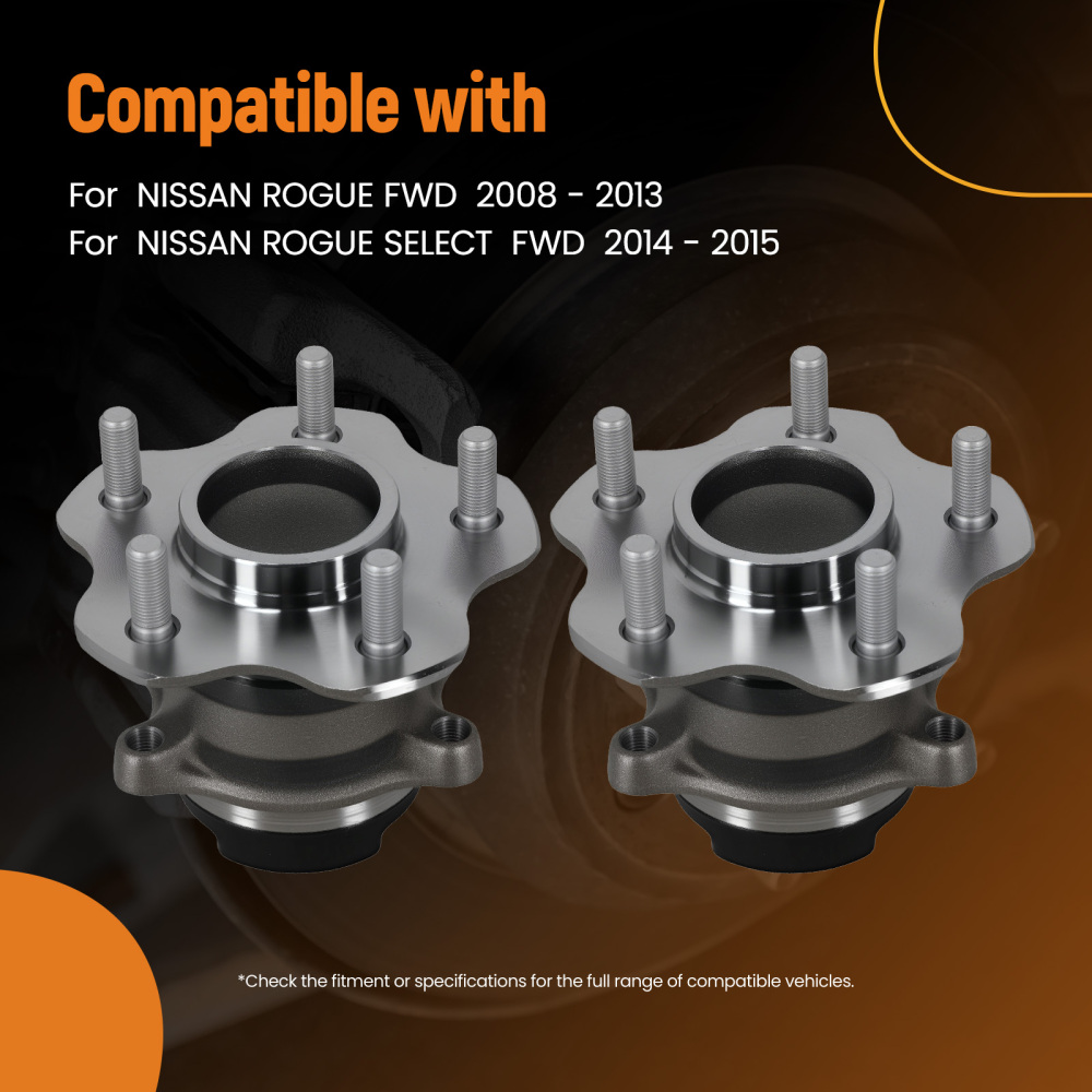 5 Bolt Rear LH RH Wheel Hub Bearing compatible for Nissan Rogue compatible for FWD 2008-2013 WA512398