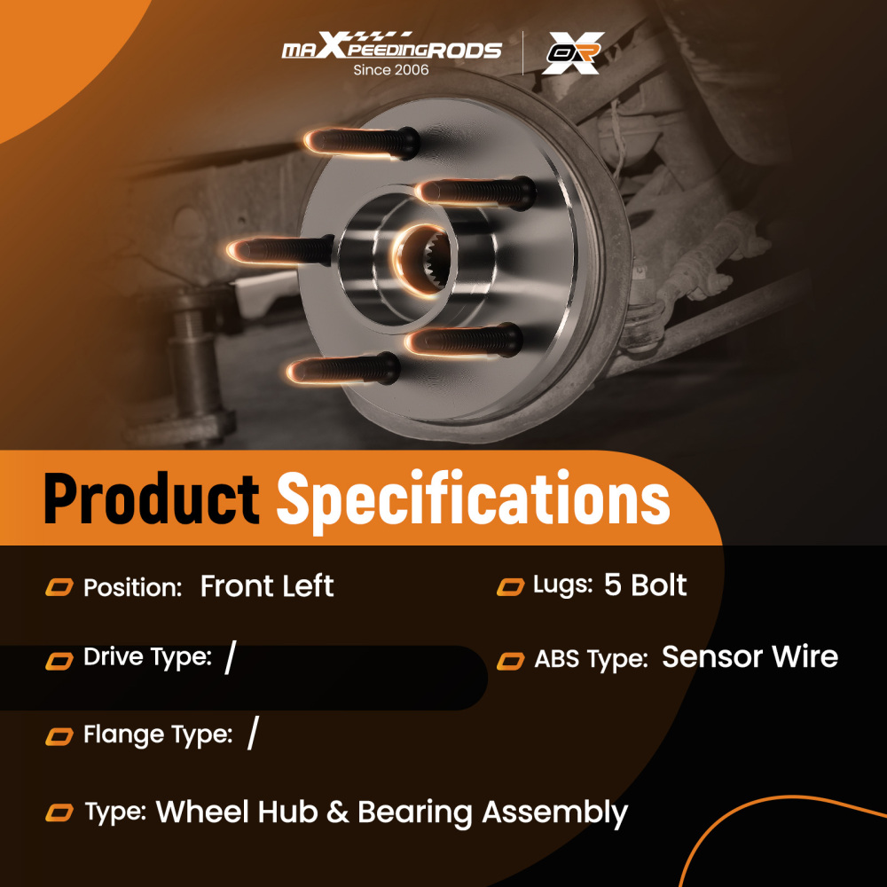 5 Lug Front Wheel Hub compatible for Jeep Liberty 02-07 WB13176 Driver Side with ABS