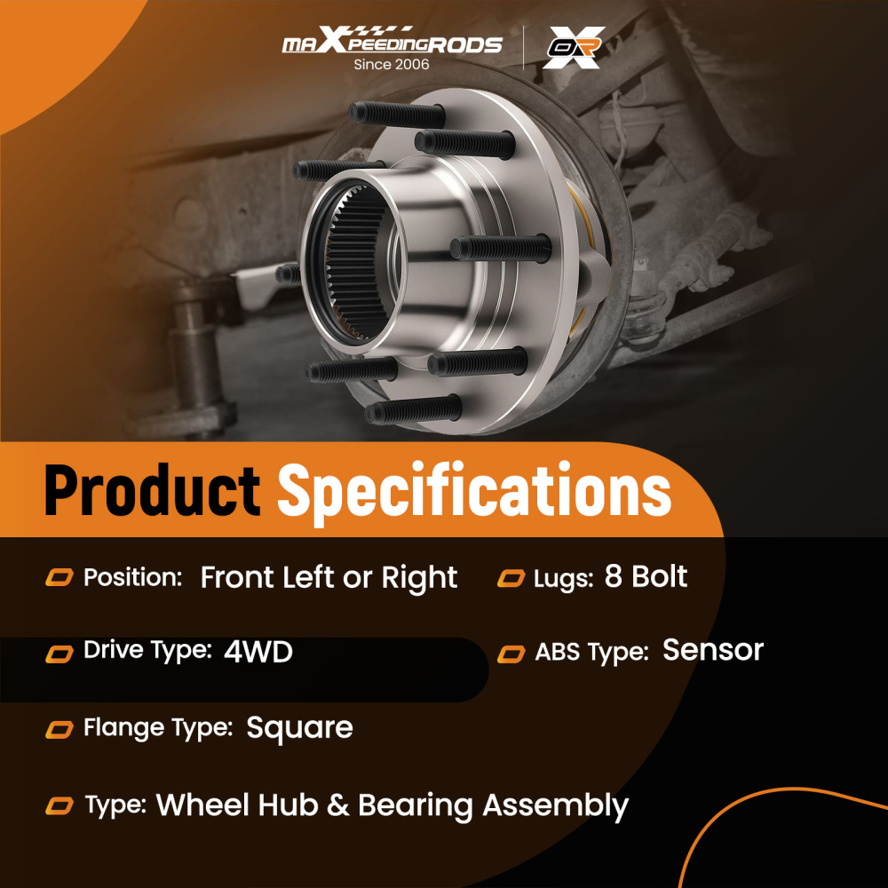 Front Wheel Bearing Hub compatible for Ford F-250 F-350 Super Duty SRW 4x4 1999-2004