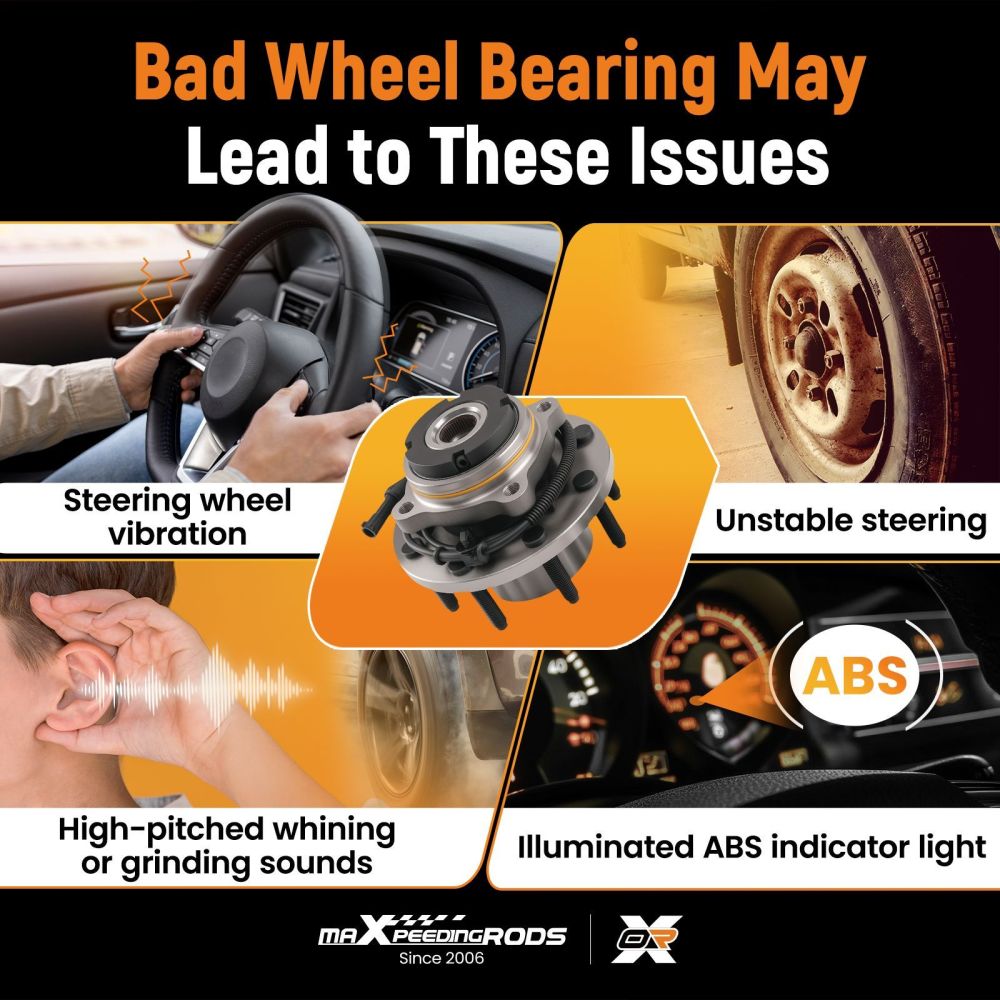 Front Wheel Bearing Hub compatible for Ford F-250 F-350 Super Duty SRW 4x4 1999-2004