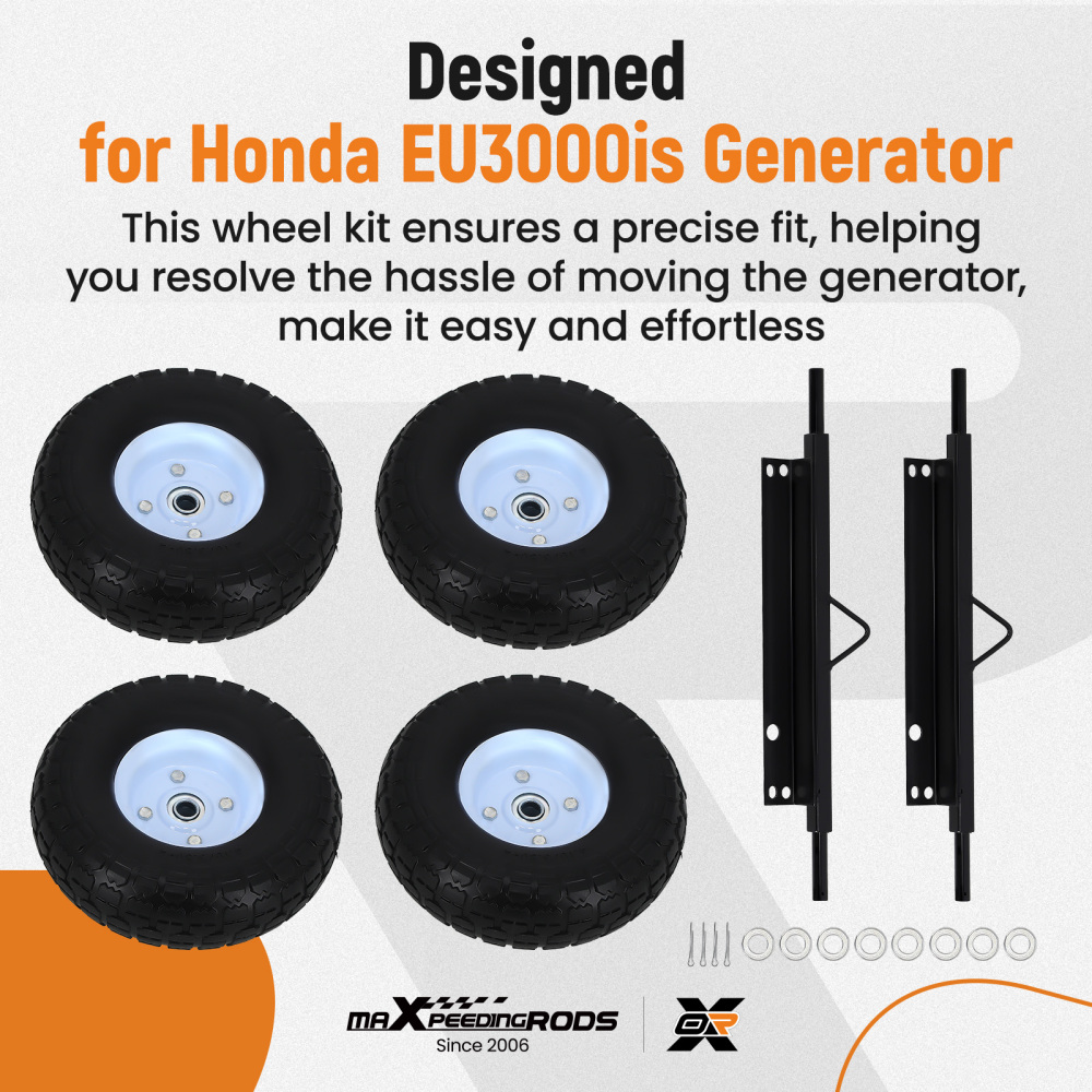 Durable Wheel Kit Steel Axles Hardware compatible for Honda Generator EU3000is Black Bliue