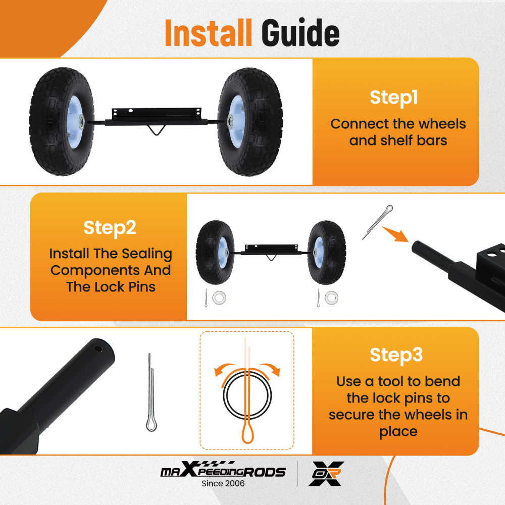 Durable Wheel Kit Steel Axles Hardware compatible for Honda Generator EU3000is Black Bliue