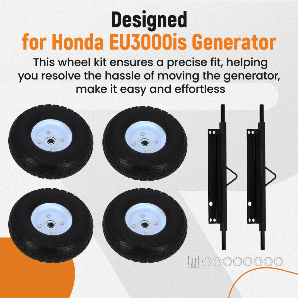 Durable Wheel Kit Steel Axles Hardware compatible for Honda Generator EU3000is Black Bliue